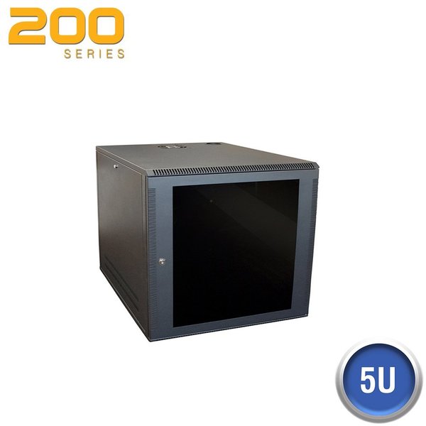 Quest Mfg Wall Enclosure, Front/Side Access, 5U, 13"H x 21"W x 20"D, Black WM2019-05-02